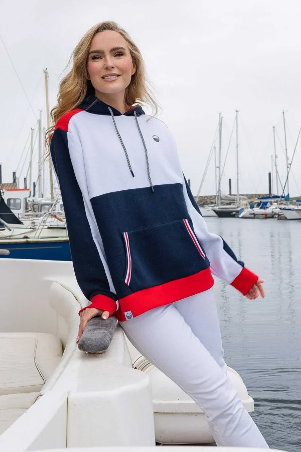 Colour Block Hoodie In Navy