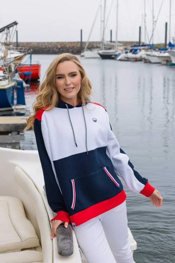 Colour Block Hoodie In Navy