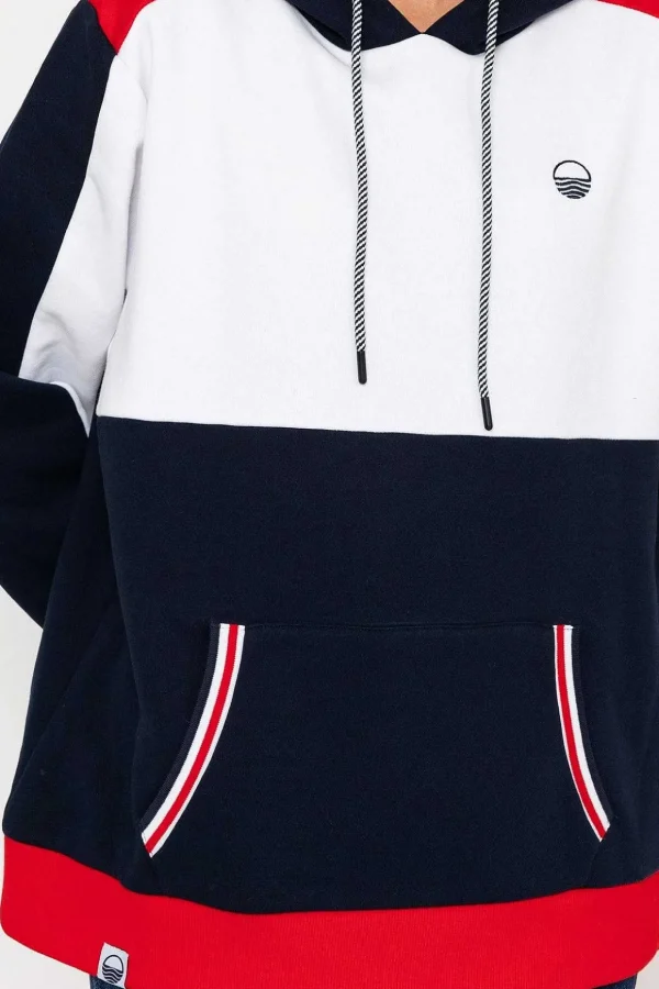 Colour Block Hoodie In Navy