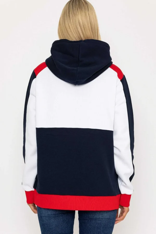 Colour Block Hoodie In Navy