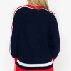 Colour Block Stripe Knit Sweater In Navy