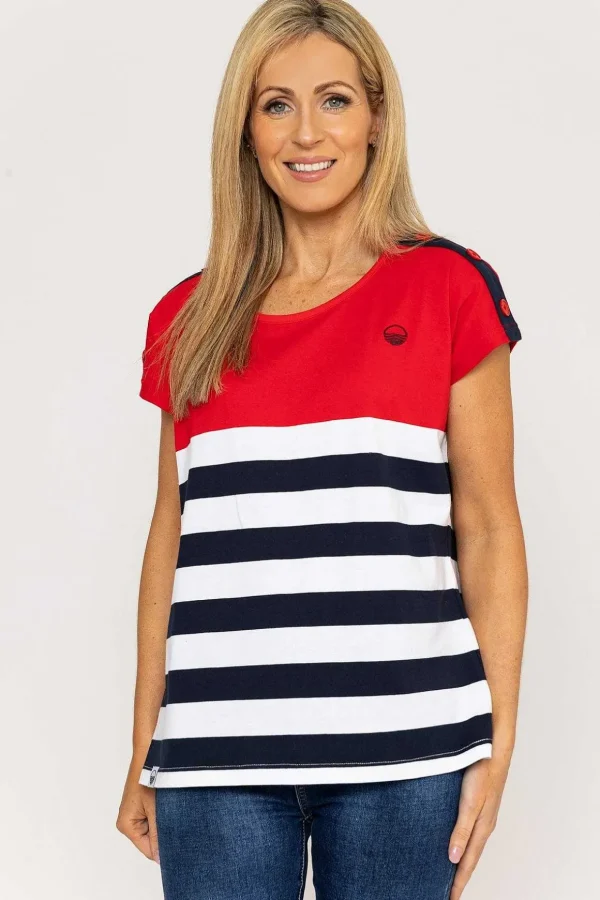 Colour Block Stripe T-Shirt In Red