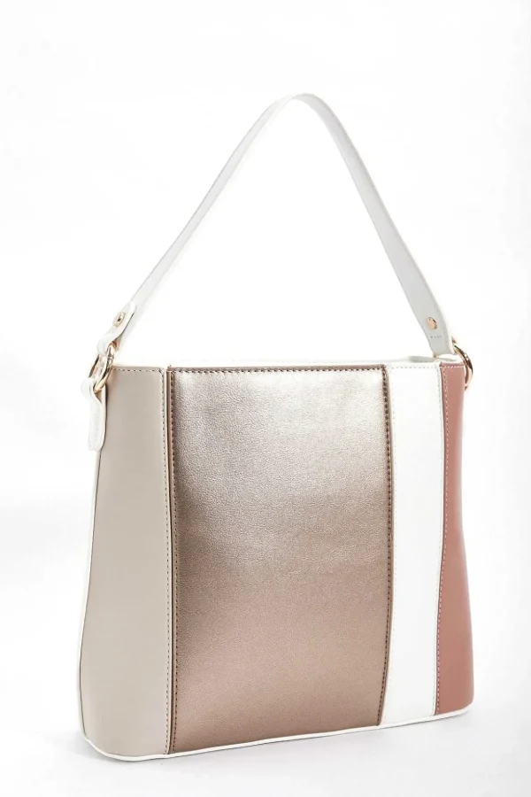 Colour Block Tote In Gold