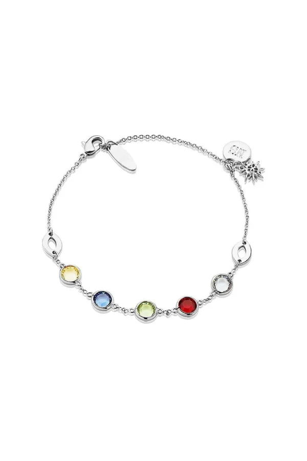 Coloured Stone Bracelet In Silver