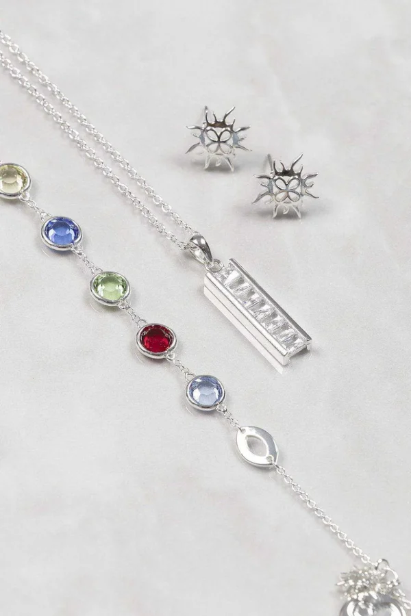 Coloured Stone Bracelet In Silver