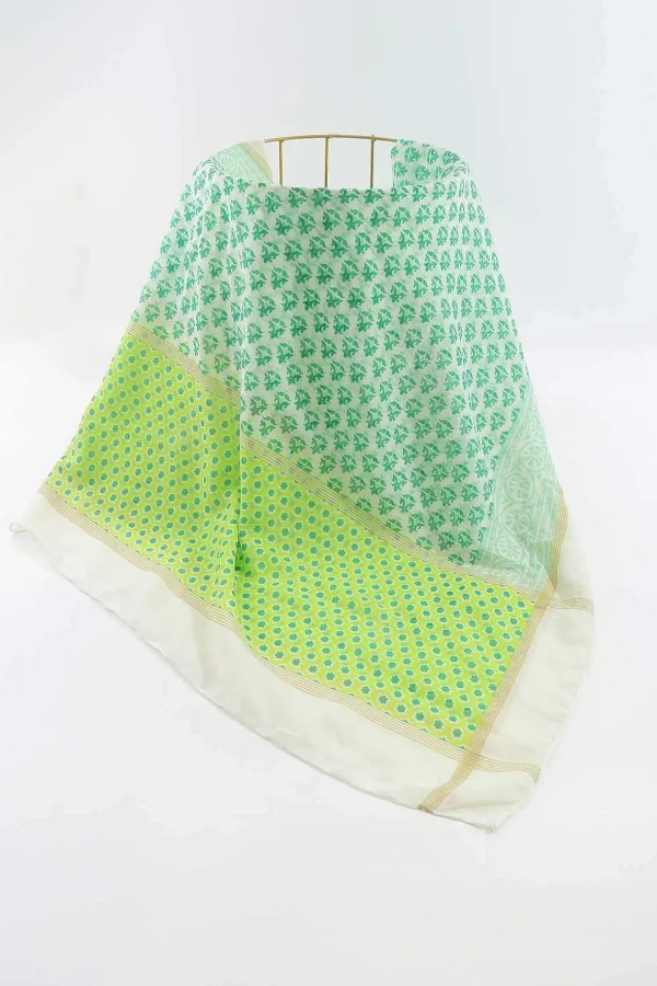Contrast Green Print Scarf