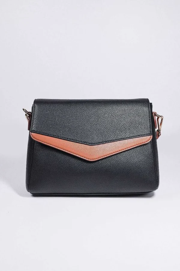 Contrast Texture Crossbody In Black