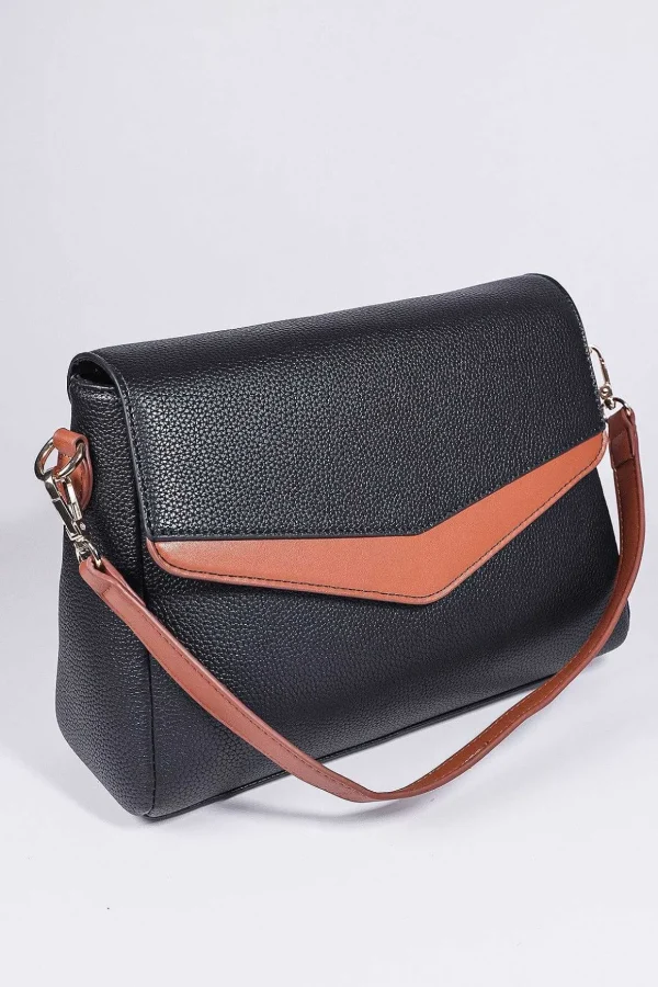 Contrast Texture Crossbody In Black