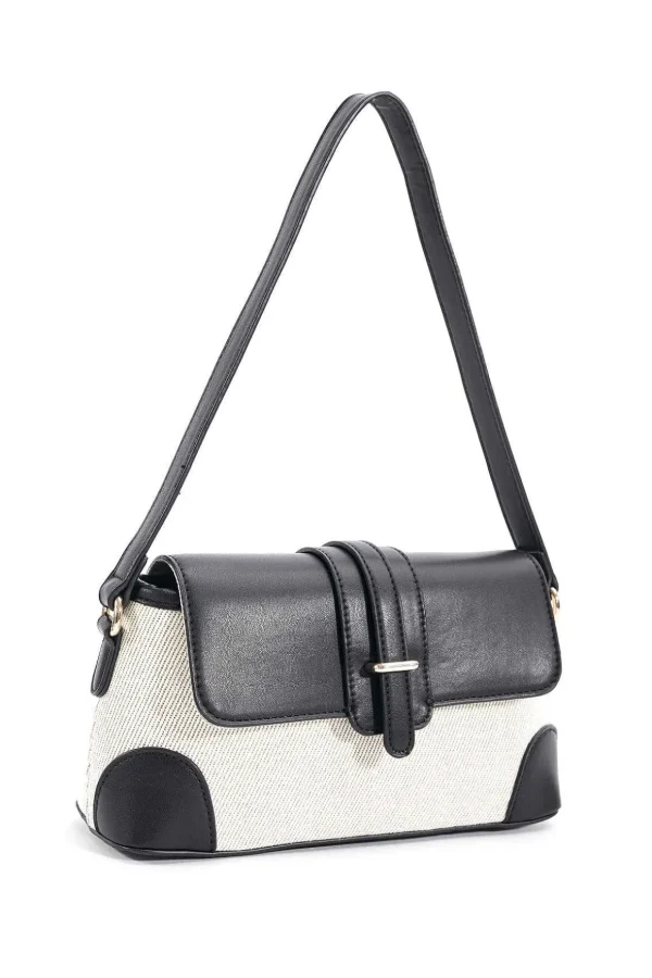 Contrast Top Shoulder Bag In Black