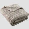 Cool Grey Aran Knit Throw
