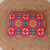 Coral Geometric Velvet Embroidered Cushion