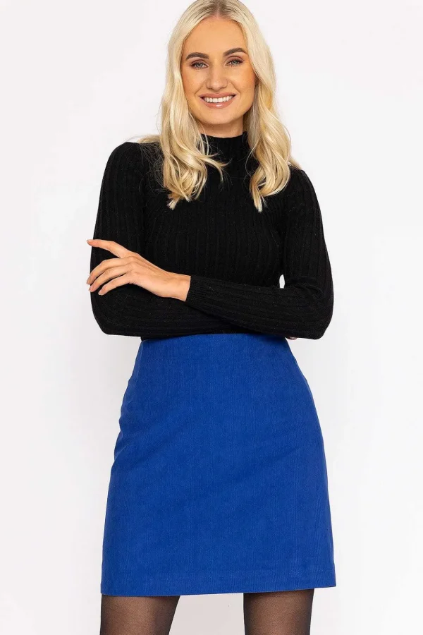 Cord Mini Skirt In Blue