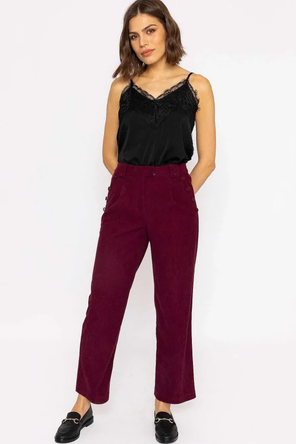 Cord Wide Leg Pant In Plum