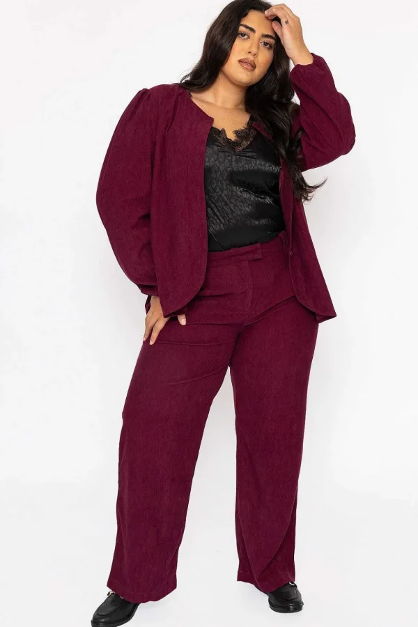 Cord Wide Leg Pant In Plum