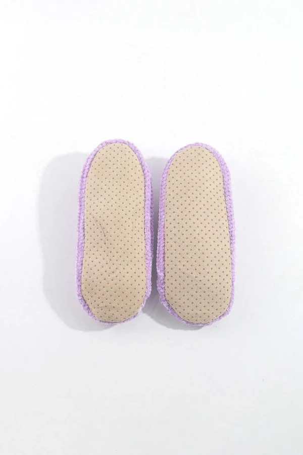 Cosy Knit Slipper Socks In Lilac