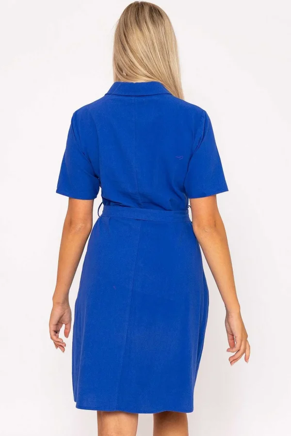 Cotton Shirt Dress In Cobalt