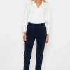 Cotton Turn Up Trousers In Navy