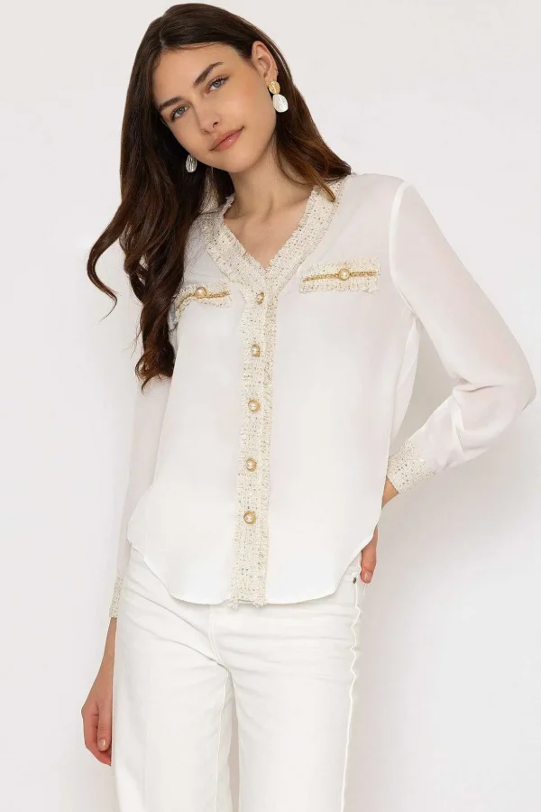 Cream Fabric Detail Blouse
