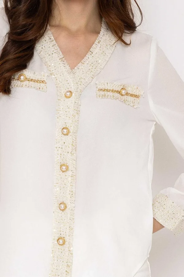 Cream Fabric Detail Blouse