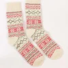 Cream Fairisle Cosy Socks In Box