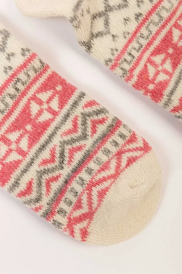 Cream Fairisle Cosy Socks In Box