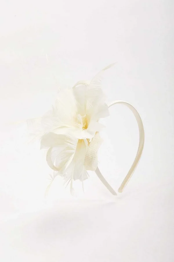 Cream Feather Flower Fascinator