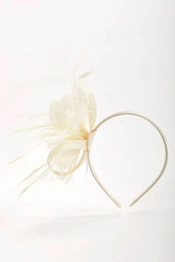 Cream Feather Flower Fascinator