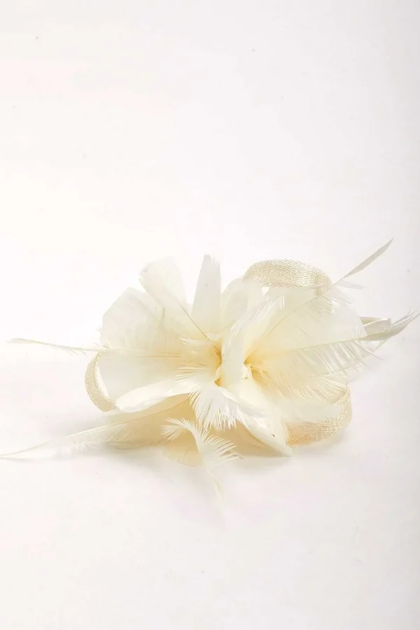 Cream Feather Flower Fascinator