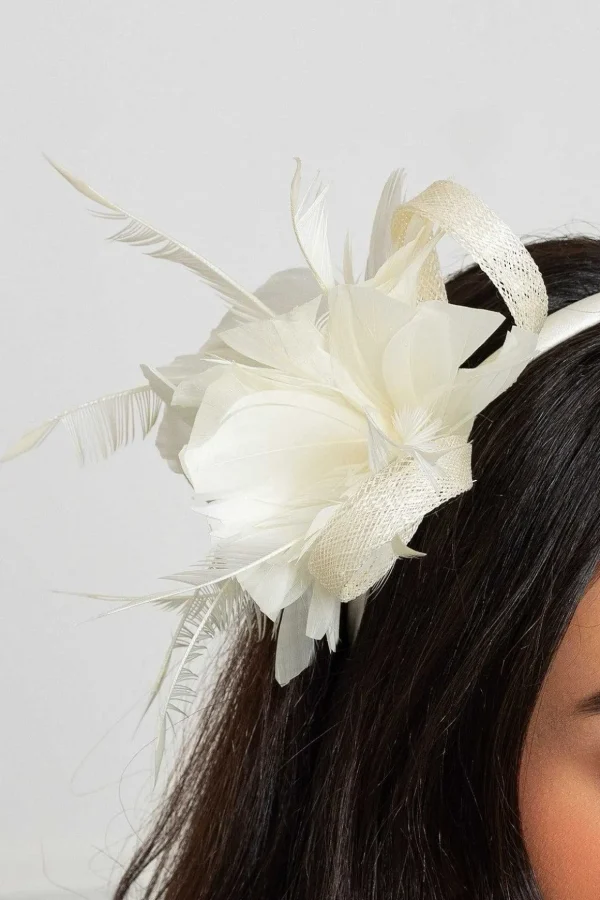 Cream Feather Flower Fascinator