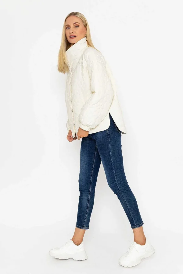 Cream Floral Quilt Boxy Jacket