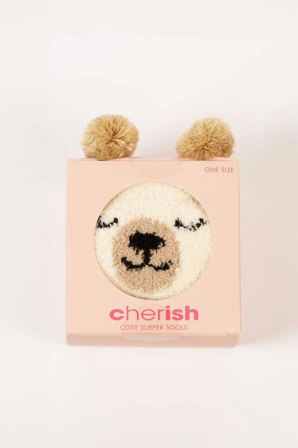 Cream Fluffy Boxed Slipper Socks