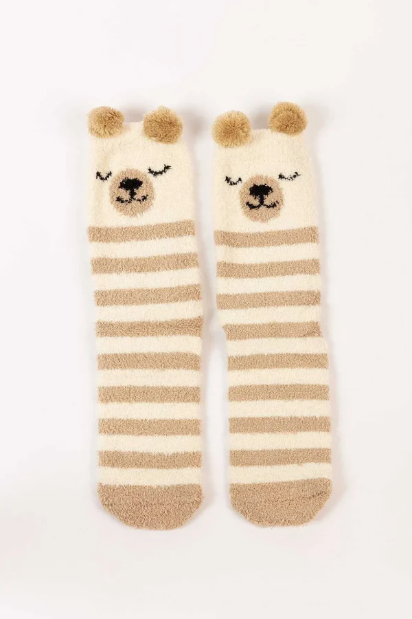 Cream Fluffy Boxed Slipper Socks
