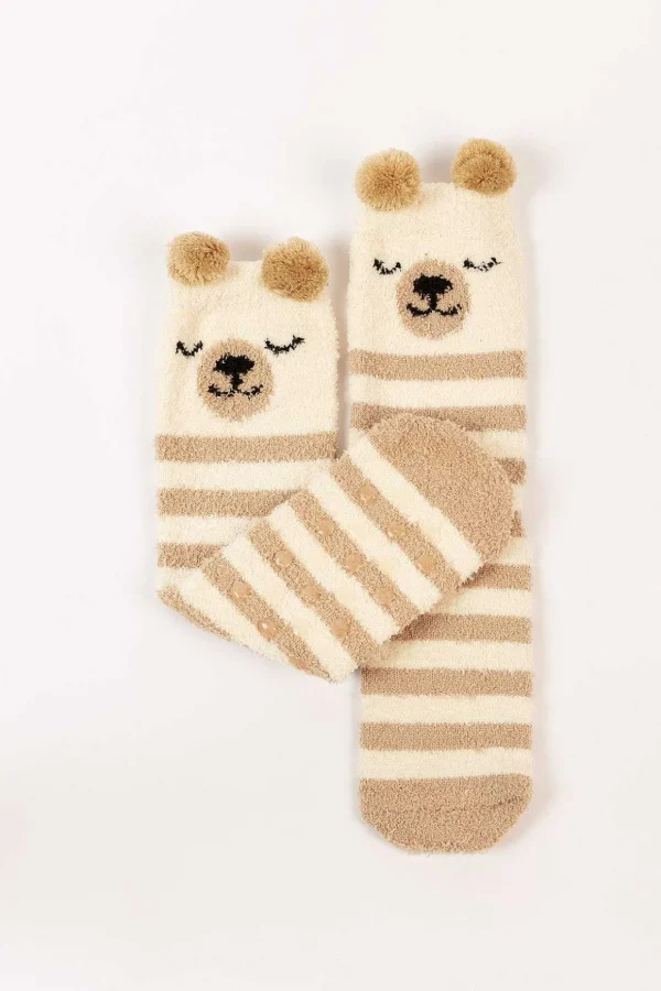 Cream Fluffy Boxed Slipper Socks