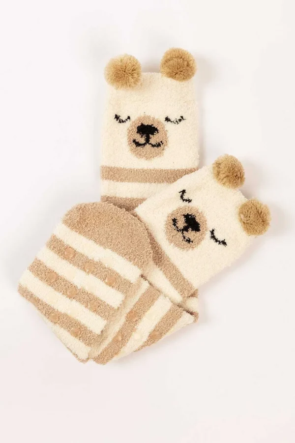 Cream Fluffy Boxed Slipper Socks
