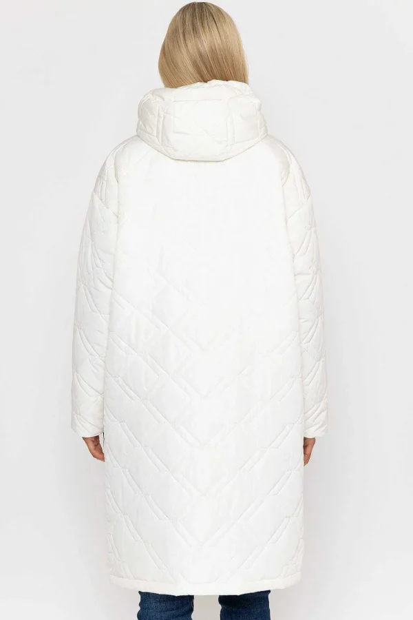 Cream Long Line Hooded Coat
