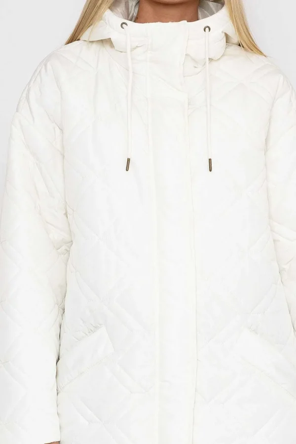 Cream Long Line Hooded Coat