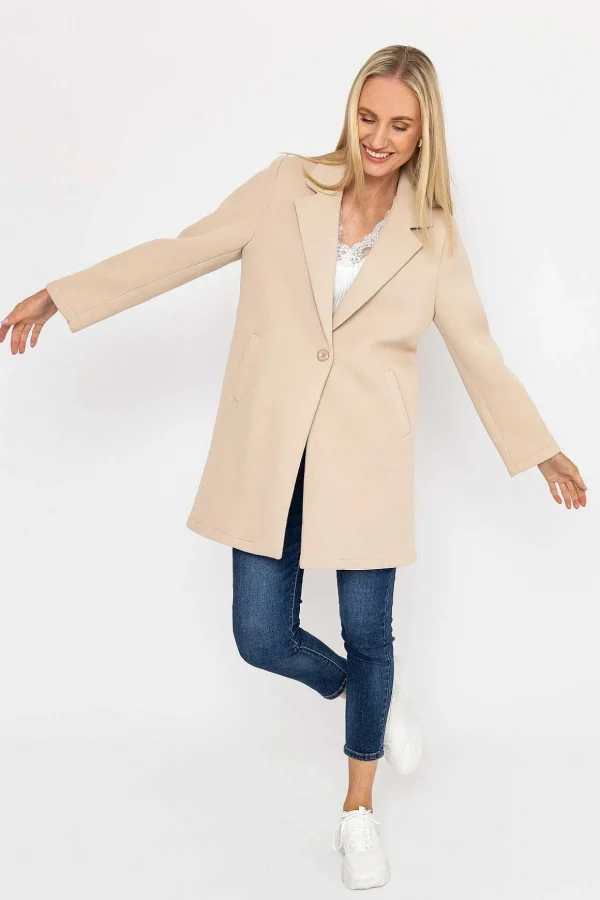 Cream Scuba Fabric Coat