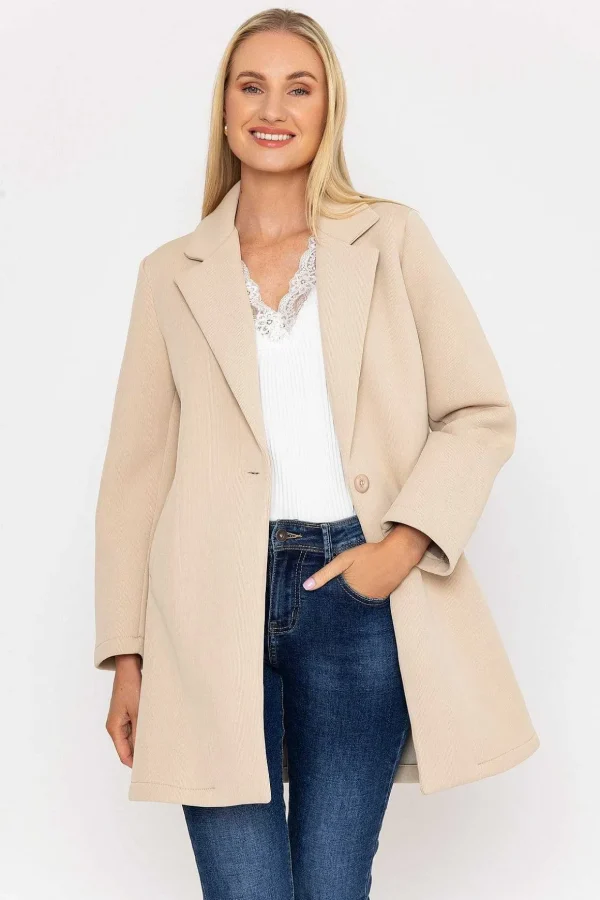 Cream Scuba Fabric Coat