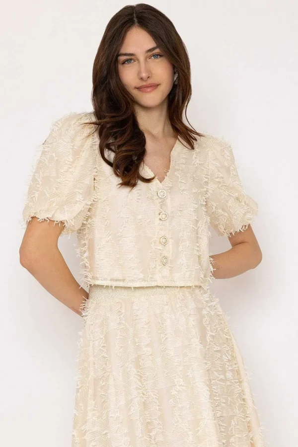 Cream Tulle Cropped Top