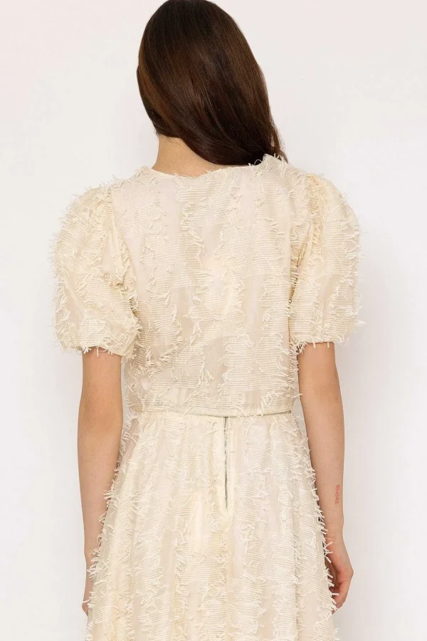 Cream Tulle Cropped Top