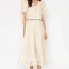 Cream Tulle Midi Skirt