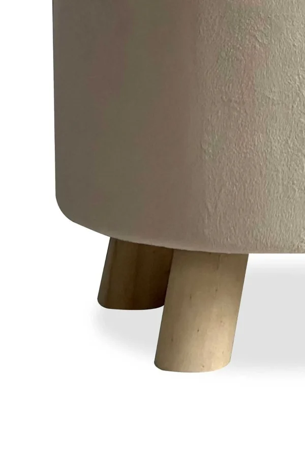 Cream Velour Footstool