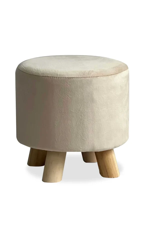 Cream Velour Footstool