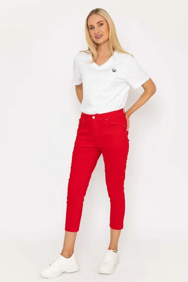 Crop Stretch Jeans In Red