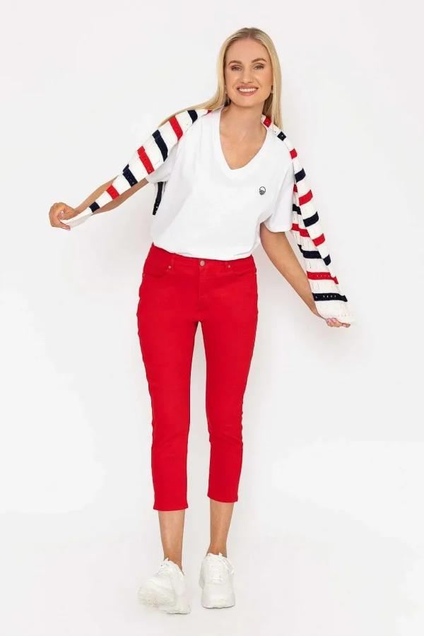 Crop Stretch Jeans In Red