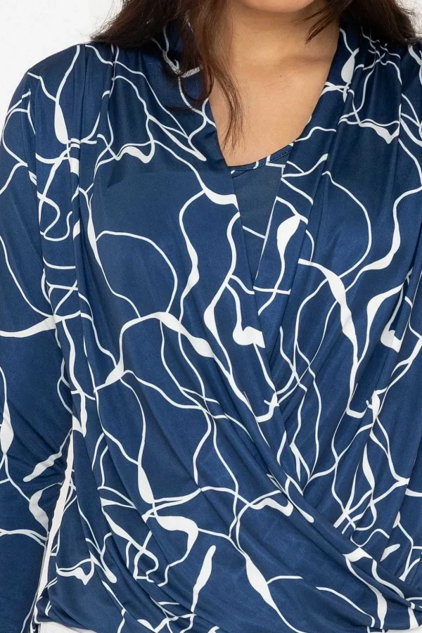 Cross Over Top In Blue Print
