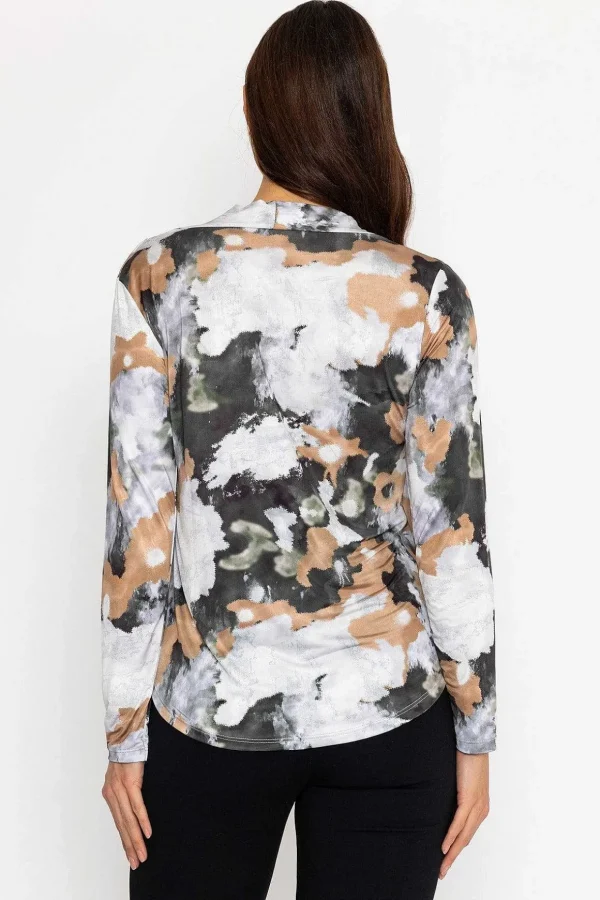 Cross Over Top In Brown Print
