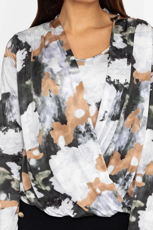Cross Over Top In Brown Print