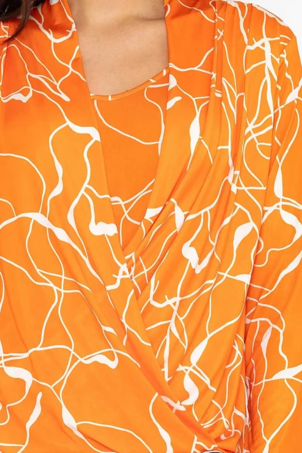 Cross Over Top In Orange Print