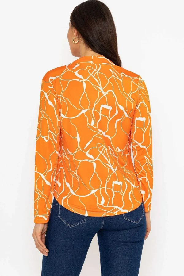 Cross Over Top In Orange Print